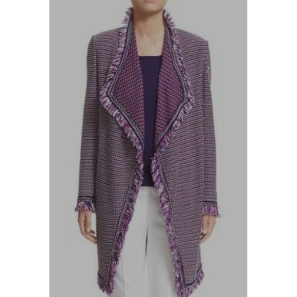 ๐ผHP๐ผ St. John Collection Mina Artistic Fringe Purple Cardigan - M - Picture 3 of 6